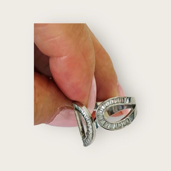 Silver plated ring adjustable size paved clear CZ - Picture 9 of 12